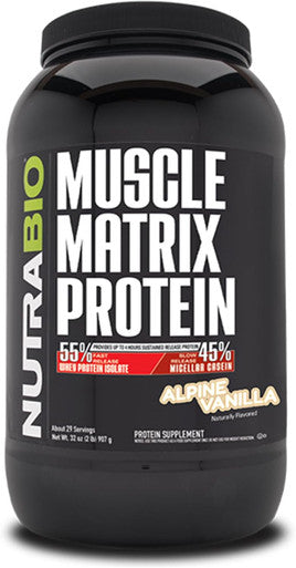 Nutrabio Muscle Matrix Protein Powder - 25g of Protein Per Scoop - Whey Isolate and Micellar Casein Combo for Fast and Slow Release - Vanilla - 2 Pounds 28 Servings