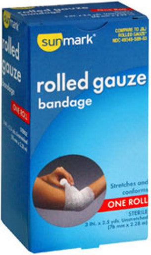 Sunmark Rolled Gauze Bandage 3 Inches X 2.5 Yards 1 each By Sunmark