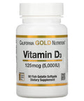 Vitamin D3 Supplement By California Gold Nutrition - Support For Healthy Bones & Teeth - Immune System Support - Gluten Free, Non-Gmo - 125 Mcg (5,000 Iu) - 2 Pack Of 90 Fish Gelatin Softgels Each