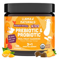 Llama Naturals Kids Probiotic with Prebiotic Fiber Vegan Organic Prebiotics and Probiotics Gummies for Gut Health Support Toddler Real Fruit Gummy Vitamins No Added Sugar Cane Peach Mango 120 Ct