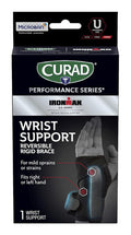 Curad IRONMAN Wrist Support Reversible Rigid Wrist Brace for Mild Sprains Strains Joint Injuries Carpal Tunnel Pain Management 2 Adjustable Straps Universal Fit for Right or Left Wrist 1 Brace