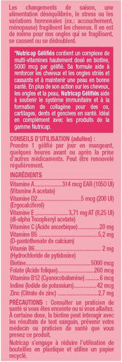 Nutricap Gummies for hair, nails &skin strength - rasperry and blueberry flavor - 90 gummies