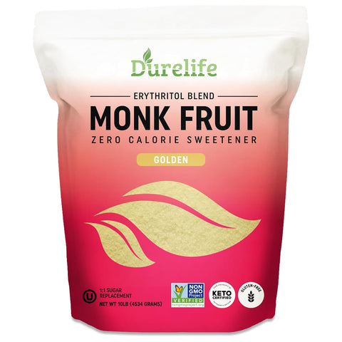 Durelife Monk Fruit Sweetener, Classic - Sugar Substitute, Keto Diet Friendly, 1:1 Zero Calorie, White Sugar Substitute - 5 lb (Packaging May Vary)