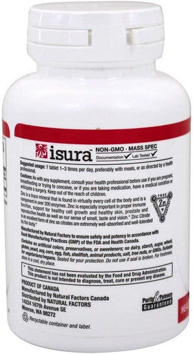 Natural Factors Zinc Citrate 15mg Support for Healthy Skin Immune Function 90 Tablets