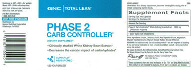 GNC Total Lean Phase 2 Carb Controller, 120 Capsules, Decreases Calorie Impact from Carbohydrates