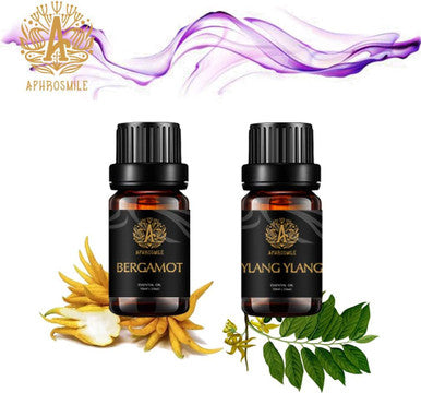 Aromatherapy Ylang Ylang Essential Oil Set for Diffuser, 100% Pure Bergamot Essential Oil Kit for Humidifier, 2x10ml Therapeutic Grade Begarmot Essential Oils Set - Ylang Ylang & Bergamot Oil for Home