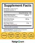 Natgrown Black Maca Root + Panax Ginseng Powder Capsules 1500 Mg With Black Peruvian Maca Root & Korean Panax Ginseng Supplement For Men And Women - Vegan Pills (120 Count)