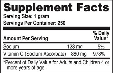 Health Thru Nutrition Sodium Ascorbate VitaminC Powder Pure Buffered Non Acidic NonGMO Gluten Free 250g 8.8oz