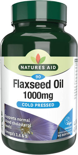 Natures Aid Flaxseed Oil Softgel Capsules 90 x 11.11 mg