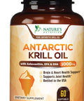 Antarctic Krill Oil 1000mg Extra Strength with Omega-3s, EPA, DHA, Astaxanthin & Phospholipids - Omega 3 Fatty Acids Supplement for Supporting Brain, Heart & Joints, Non-GMO - 60 Softgels