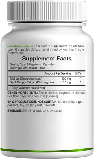 Deal Supplement DIM Supplement 300mg 240 Caps 4 Months Supply Diindolylmethane DIM Plus Black Pepper Extract