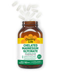 Country Life Chelated Magnesium Glycinate 400Mg 180 Tablets Certified Gluten Free Certified Vegan Certified Halal Non-Gmo Verified