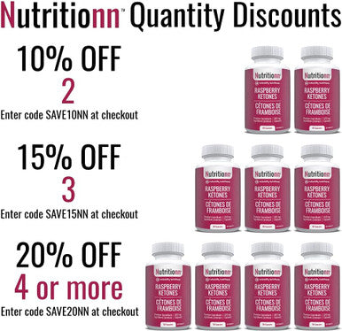 Raspberry Ketones by Nutritionn - 600 mg Capsules - Premium, 100% Pure and Natural Health Supplement