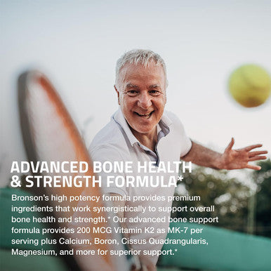 Bronson Bone Health & Strength Complex High Potency Formula 200 Mcg Of Vitamin K2 As Mk7, Plus Calcium, Boron, Cissus Quadrangularis, Magnesium, Vitamin D3, And More - Non-Gmo, 60 Tablets