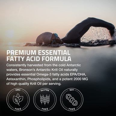 Bronson Antarctic Krill Oil 2000 Mg With Omega-3S Epa Dha Astaxanthin And Phospholipids 120 Softgels (60 Servings)