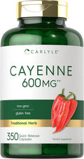 Carlyle Cayenne Pepper Capsules 600mg | 350 Pills | Non-GMO Gluten Supplement
