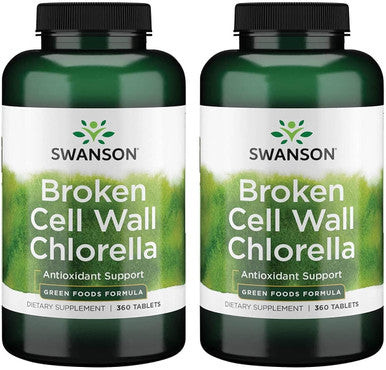 Swanson Broken Cell Wall Chlorella 500 mg 360 Tabs 2 Pack