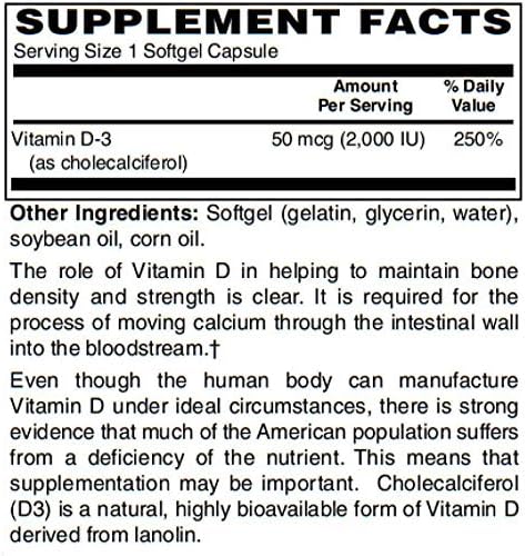 Bariatricpal Vitamin D3 50Mcg (2000 Iu) Easy Swallow Vegetarian Softgels (250 Count)