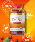 Carlyle Vitamin D3 + B12 Complex Gummies | 90 Count | Vegetarian, Non-Gmo, And Gluten Free Formula | Natural Strawberry Flavor