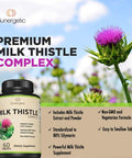 Premium Milk Thistle Complex - Supports Healthy Liver Function - Detox & Cleanse - Powerful Milk Thistle Extract & Seed Powder - Standardized Silymarin Content - 60 Milk Thistle Tablets