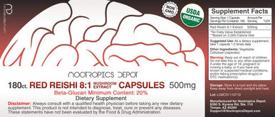 Red Reishi Mushroom Capsules 81 Whole Fruiting Body Extract 500mg 180 Count Ganoderma lucidum