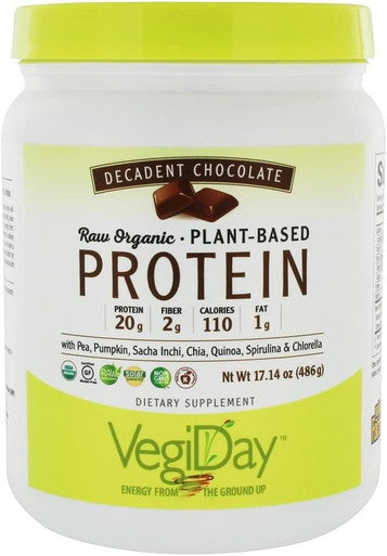 Natural Factors Raw Organic Vegan Protein Gluten Free Dairy Free NonGMO Decadent Chocolate 15 Servings 17 oz