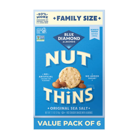 Blue Diamond Almonds Nut-Thins Hint of Sea Salt, 4.25 oz, Pack of 6