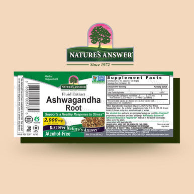 Nature'S Answer Ashwagandha Root | Herbal Supplement | Supports Immune Function | Supports Stress Relief | Gluten- Alcohol- & Vegan 2oz (3 Pack)