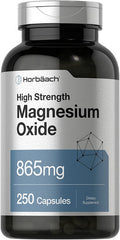 Magnesium Oxide | 865 mg | 250 Capsules | Non-GMO and Gluten Free Supplement | by Horbaach