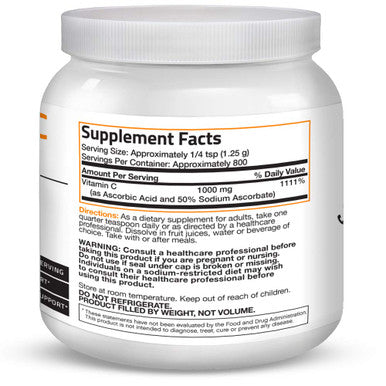 Buffered Vitamin C Powder Ascorbic Buffered with Ascorbate Soluble Fine Crystals Promotes Healthy Immune System and Cell Protection Powerful Antioxidant - 1 Kilogram (2.2 Lbs)