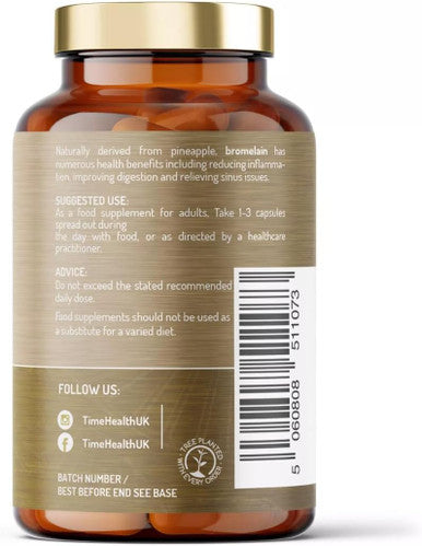 Bromelain Capsules - High Strength 3000 Gdu - Highly Dosed 500Mg Per Capsule - Naturally Derived From Pineapple - Uk Made - Zero Additives - Vegan - Pullulan (120 Count (Pack Of 1))