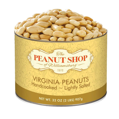 The Peanut Shop of Williamsburg Lightly Salted Handcooked Virginia Peanuts, Williamsburg Peanuts, Non-Gmo, Kosher Certified - 18 Oz Tin