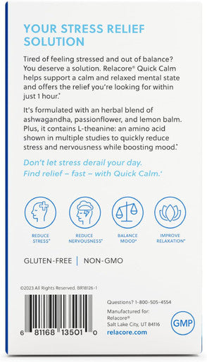 Quick Calm Mood Support Supplement with Ashwagandha, L-Theanine, and Passionflower for Rapid Stress Relief and Relaxation 60 Capsules