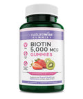 Naturewise Biotin Gummies - Beauty And Wellness Support For Hair, Skin, And Nails 5000Mcg | Strawberry Kiwi Flavor Gummies 60