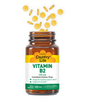 Country Life Vitamin B-2 Supports Health Eyes & Skin And Energy 100Mg 100 Tablets Certified Gluten Free Certified Vegan Certified Halal