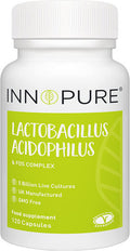 INNOPURE Lactobacillus Acidophilus & Prebiotic 120 Capsules (1 Capsule Daily) 5 Billion CFU + FOS & Inulin Powder for Gut Health