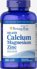 Chelated Calcium Magnesium Zinc Plays a Role in Bone Health and Helps Support Immune Function 250 Count by Puritan's Pride