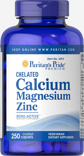 Puritan's Pride Chelated Calcium Magnesium Zinc 250 Caplets (4293)