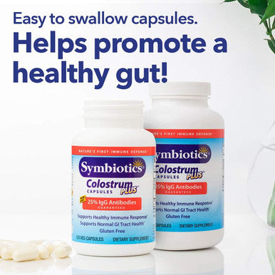 Symbiotics Symbiotics Colostrum 120ct Vegetable Capsules - Immunity Support - Lactoferrin Supplement & Colostrum Protein with Immunoglobulin - 25% lgG Antibodies - Gluten
