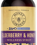 Honey Gardens Elderberry & Honey Immune Syrup - Black Elderberry Syrup For Adults & Kids Natural Throat Defense Wellness Supplement With Propolis & Organic Apple Cider Vinegar - 8 Fl Oz