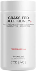 Codeage Grass Fed Beef Kidney Supplement - ze Dried Non-Defatted Desiccated Beef Kidney Glandulars Nutrition Bovine Pills Pasture Raised Beef Vitamins for Kidney - Non-GMO -180 Capsules