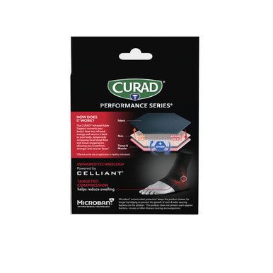 Curad Performance Series IRONMAN Infrared Ankle Support Elastic Targeted Compression for Enhanced Joint and Tendonitis Recovery & Performance Powered by CELLIANT Technology Large/X-Large