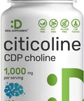 Deal Supplement Citicoline CDP Choline 1000mg Per Serving 120 Capsules Extra Strength Choline Supplements Nootropic B Vitamin Properties Promotes Brain Health Memory & Focus Non-GMO