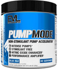 EVL PumpMode Nitric Oxide Supplement - Nitric Oxide Booster Pump Pre Workout Powder with Glycerol and for Muscle Recovery Growth and Endurance - Stim Free Pre Workout Drink (Blue Raz)