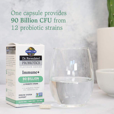 Garden of Life Dr. Formulated Probiotics Platinum Series Immune+ 90 Billion Cfu d One A Day Probiotic Supplement Acidophilus & Rhamnosus Vegan Non-Gmo Immune System Support 30 Capsules