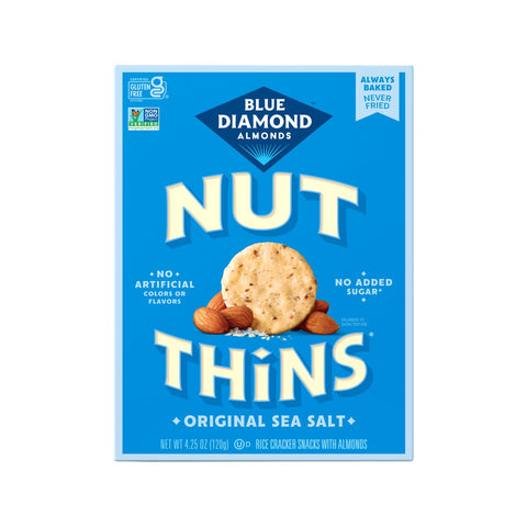 Blue Diamond Almonds Nut-Thins Hint of Sea Salt, 4.25 oz, Pack of 6