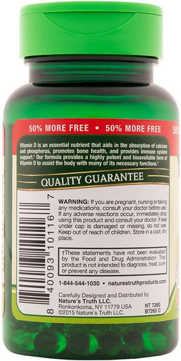 Nature's Truth High Potency Vitamin D3 2000 iu, 150 Count (Pack of 3)