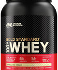 Optimum Nutrition Gold Standard 100% Whey Muscle Building And Recovery Protein Powder With Naturally Occurring Glutamine And Bcaa Amino Acids Vanilla Ice Cream Flavour 30 Servings 900 G