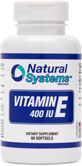 Natural Systems Vitamin E 60 Softgels 400 Iu By Natural Systems - Vitamin E Supplements Immune System Support * - Vitamin E Softgels Skin Care - Natural Vitamin E Non-Sugar Non-Artificial Flavors Or Preservatives