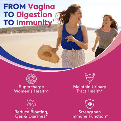 Surebounty 4-in-1 Feminine Probiotic 120 Billion CFU + 34 Strains Highest Potency for Women Prebiotics + Digestive Enzymes + Cranberry Digestive Vaginal Mood Immune & Overall Support 30 caps